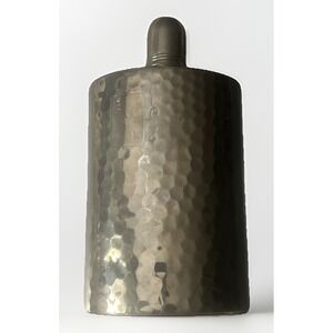 Vintage Hammered Tin Lined 12oz Hip Flask Made in W Germany US zone 1940-1950